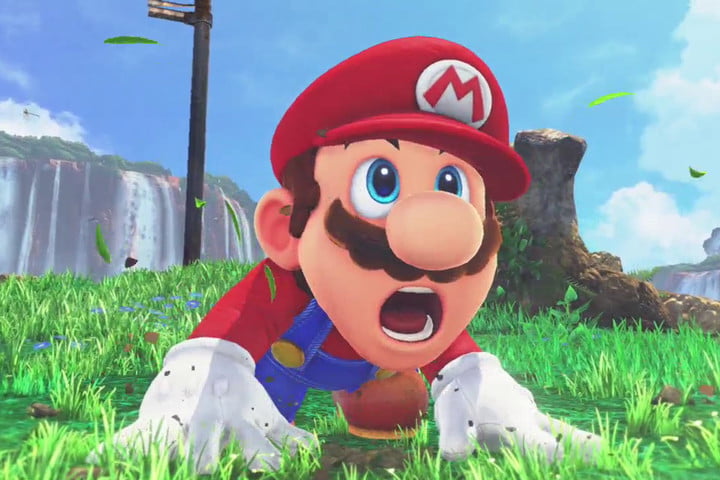 Mario con una expresión de asombro.