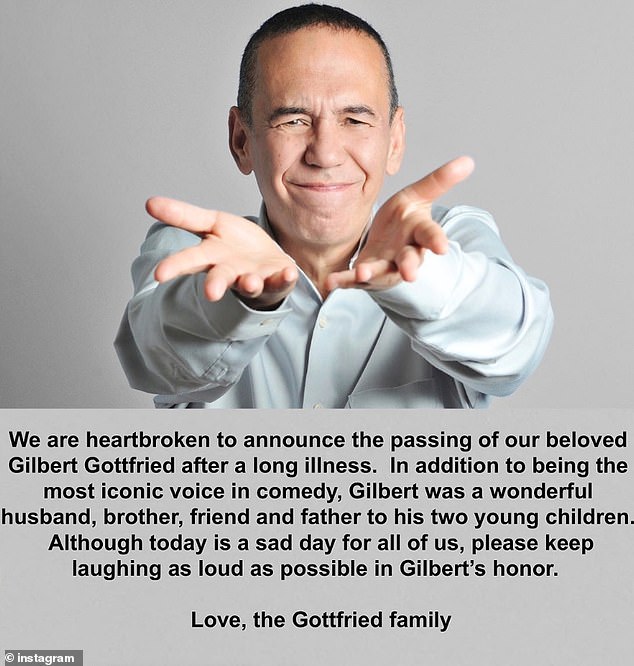 Triste despedida: el veterano comediante Gottfried muere a los 67 años, anunció su familia el martes en Twitter