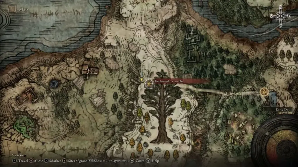 Catacumbas de Elden Ring Tombsward Mapa