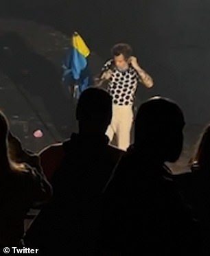 Se trata de los fanáticos: Harry, quien puso la bandera de Ucrania en el soporte de su micrófono, pidió a los que estaban parados en Brixton Academy que 