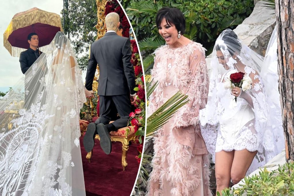Detalles del vestido de novia italiano de Kourtney Kardashian