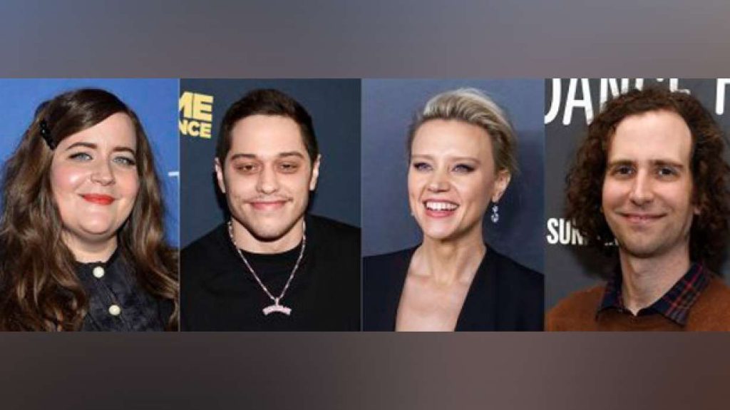 This combination of photos shows cast members from "Saturday Night Live," from left; Aidy Bryant, Pete Davidson, Kate McKinnon and Kyle Mooney. Bryant, Davidson, McKinnon and Mooney are departing from “Saturday Night Live," leaving the sketch institution without arguably its two most famous names after Saturday's 47th season finale.
