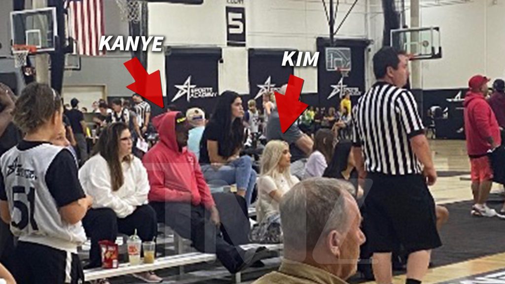 Kim Kardashian y Kanye West asisten juntos al partido de baloncesto de una hija
