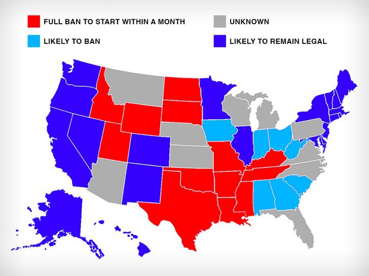 Mapa de aborto de los estados 2022