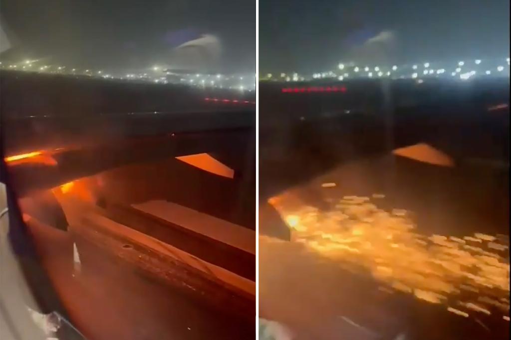 Avión se incendia al despegar del aeropuerto de Delhi: video