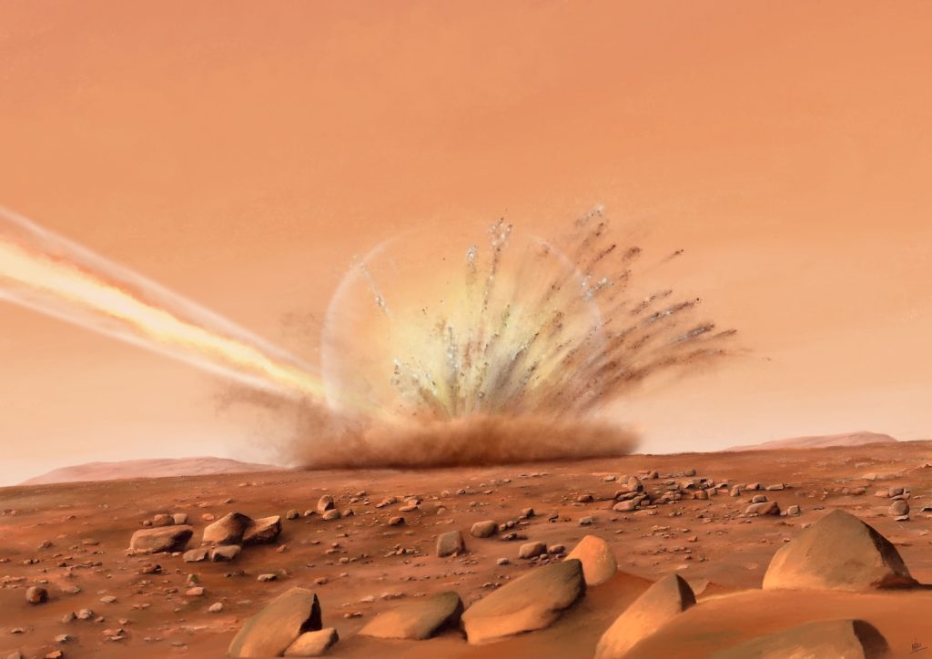 Grandes rocas chocan con Marte, se producen cráteres que revelan características del subsuelo