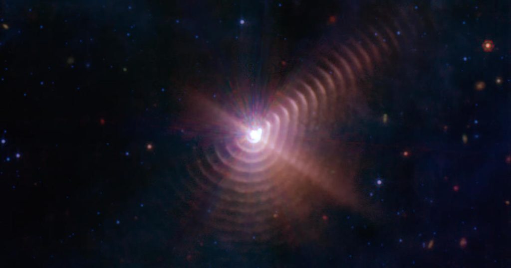 Un par de estrellas crean una 'huella digital' en la imagen tomada por el Telescopio Espacial James Webb