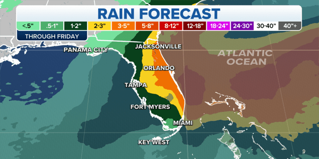 Totales de lluvia esperados para Florida y el sureste esta semana.